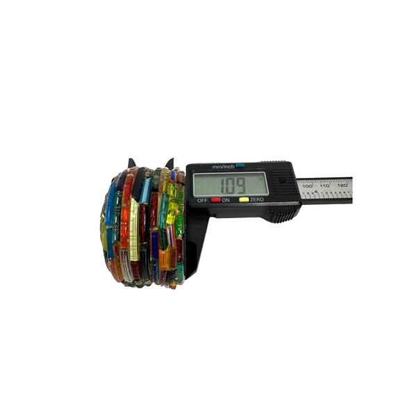 Mosaic Glass Beads from Bangle Pieces Handmade Treasure Box‎ Trinkets Jewelry - Picture 5 of 8